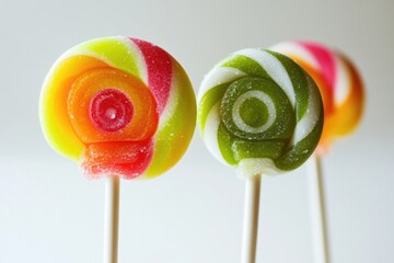 Aufkleber - A colorful arrangement of lollipops stacked on top of each other, perfect for use in children's themed designs or promotional materials