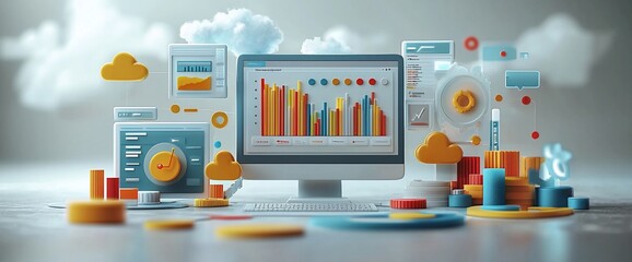 Poster - Data analytics, business intelligence, and cloud computing visualization.