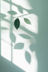 Aufkleber - A subtle shadow of a plant on a wall, often overlooked but adding texture and interest