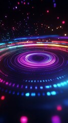 Poster - Abstract concentric circles of colorful lights create a mesmerizing cosmic swirl effect