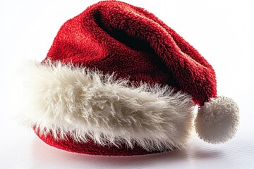 Poster - A festive holiday prop featuring a red and white Santa hat on a white background