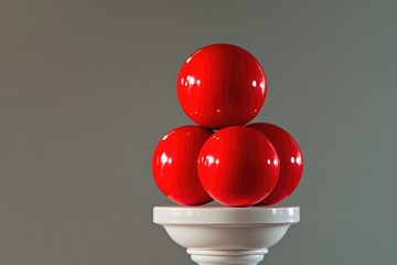 Poster - A stack of red balls on a white pedestal