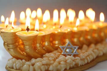 Poster - A collection of lit candles placed on a table surface, suitable for use in various settings such as dinner parties or decorative displays