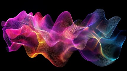 Poster - Abstract Wave of Light with Vibrant Colors and Flowing Lines on a Dark Background