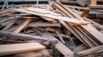 Poster - A stack of wooden planks or logs resting on a flat surface, ideal for use in still-life compositions, decorative arrangements, or rustic settings