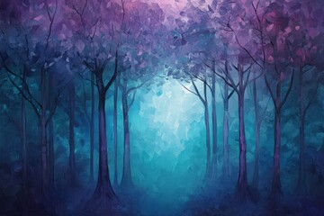 Wall Mural - An Enchanting Purple And Blue Forest Scene