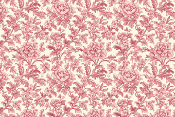 Poster - Floral Toile Tapestry Pattern. Vintage botanical wallpaper pattern. Background image. Created with Generative AI technology