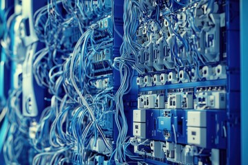 Aufkleber - A collection of wires connected to a wall, ideal for use in technical or industrial settings