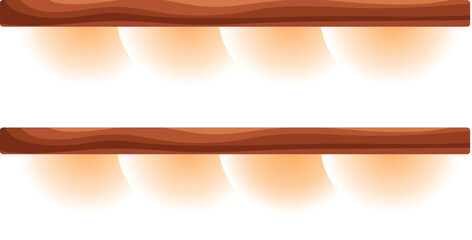 Poster - Two empty wooden shelves with backlight are waiting for books or decorative objects