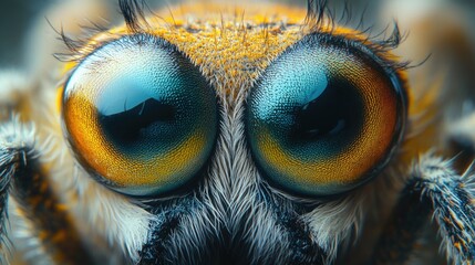 Poster - A detailed view of a spider's eyes, highlighting their intricate structure and ability to detect movement