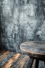 Poster - A simple wooden stool sits on a wooden floor, perfect for a rustic or vintage-themed setting