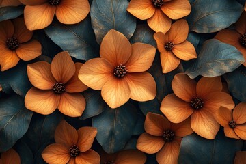 Sticker - A close-up shot of orange flowers with green leaves