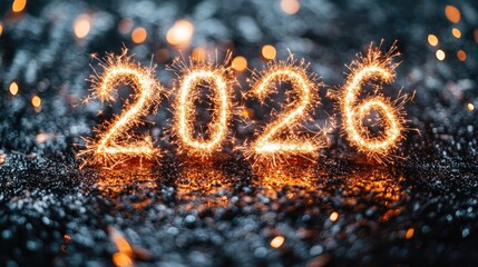 Poster - A close-up shot of sparklers forming numerals, perfect for festive or celebratory scenes