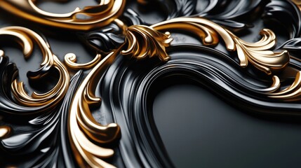 Poster - A close-up shot of a beautiful black and gold mirror, perfect for interior design or fashion photography