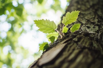 Aufkleber - Close-up shot of a leaf on a tree branch