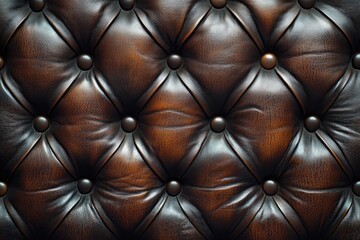 Poster - A close-up shot of brown leather upholstery, ideal for decorating or design purposes