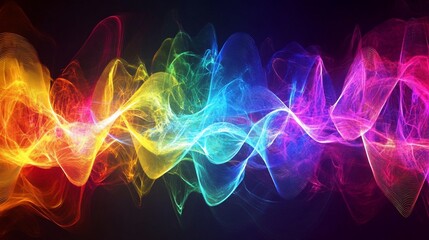 Fototapete - Abstract multicolored waves of light energy with smooth and fluid movements
