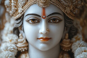 Aufkleber - A close-up view of a statue depicting a woman, great for editorial or commercial use in art, history, or education contexts
