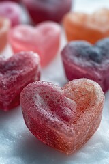 Poster - A close-up view of a bundle of candy hearts with colorful wrappers and sweet treats inside