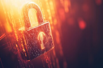 Poster - A golden padlock on a dark background, perfect for use in secure data storage or encryption concepts