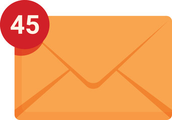 Poster - Closed envelope with notification of unread messages, concept of communication and email marketing