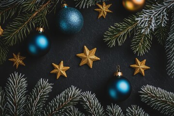 Poster - Christmas decorations against a dark background