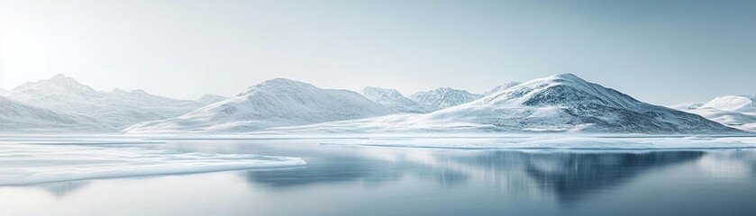 Poster - A tranquil gradient landscape features a stunning transition from icy blue to light gray, reflecting a serene environment