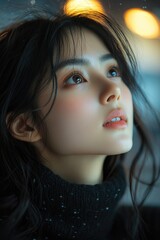 Aufkleber - Person wearing turtle neck sweater in a studio setting