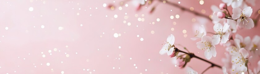 Poster - A soft pastel pink backdrop features delicate floral textures, adorned with tiny gold and white stars, creating a charming space for design projects, invitations, or notes