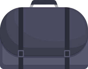 Poster - Grey briefcase closed with buckles and handle, ready for business trip, isolated on white background