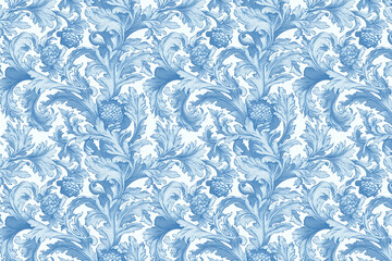 Poster - Floral Toile Tapestry Pattern. Vintage botanical wallpaper pattern. Background image. Created with Generative AI technology