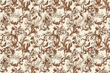 Poster - Floral Toile Tapestry Pattern. Vintage botanical wallpaper pattern. Background image. Created with Generative AI technology