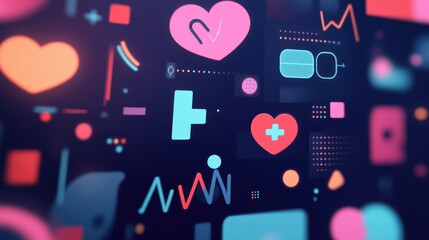 Poster - Abstract background animations with interactive health tech icons for a modern approach.