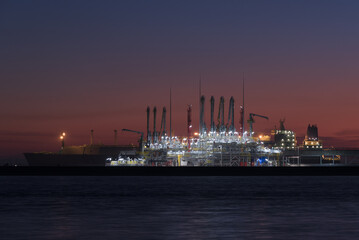 Wall Mural - LNG TERMINAL - Gas tanker at the transshipment quay