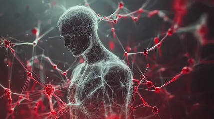 Poster - artistic representations of health network connections in smooth, futuristic motion graphics.