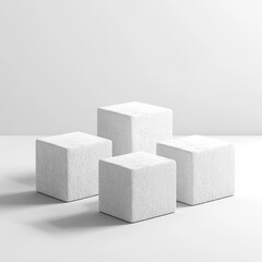 Poster - Minimalistic White Textured Cubes for Mockup Display on a Clean Background