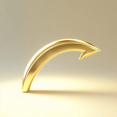 Poster - Golden Curved Arrow on Soft Gradient Background for Directional Concept