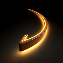 Aufkleber - Golden Curved Arrow on Dark Background Representing Modern Movement Concept