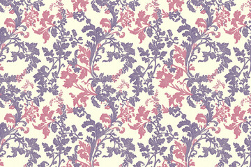 Poster - Floral Toile Tapestry Pattern. Vintage botanical wallpaper pattern. Background image. Created with Generative AI technology