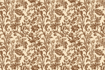 Poster - Floral Toile Tapestry Pattern. Vintage botanical wallpaper pattern. Background image. Created with Generative AI technology