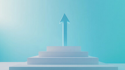 Poster - Abstract Blue Arrow on Minimal Staircase with Futuristic Design