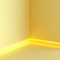 Aufkleber - Minimal Yellow Interior Corner with Ambient Lighting and Smooth Walls