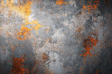 Poster - Abstract grunge texture with scratches and rust in muted gray, orange, and brown tones showcasing a rugged industrial aesthetic