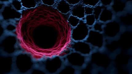 Poster - Minimal art, Minimalist abstract background showing porous material with a central cavity, concept of mystery and unknown