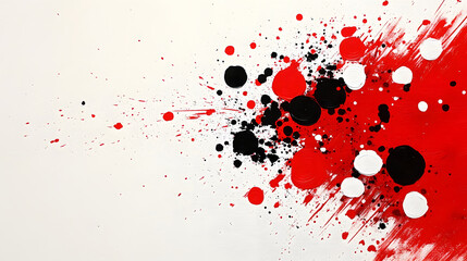 Aufkleber - A vibrant abstract composition featuring splashes of red, black, and white paint, creating a dynamic visual contrast on a light background