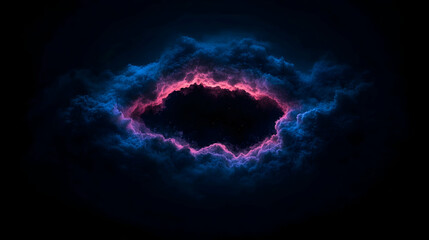 Minimal art, Minimalist image of a starry night sky with glowing clouds creating a portal to the universe