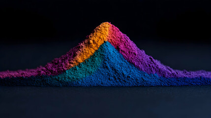 Poster - Minimal art, Minimalist composition representing a pyramid made of colorful powder, symbolizing growth, potential, and achievement