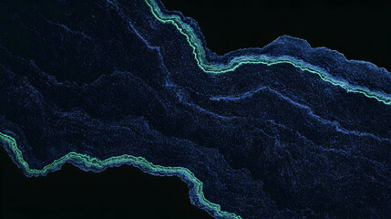 Fototapete - Minimal art, Minimalist abstract art depicting a glowing river flowing through a dark landscape, symbolizing energy, nature, and contrast