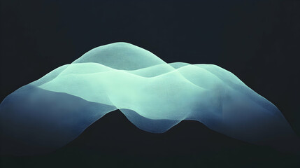 Poster - Minimal art, Light blue digital wave flowing on dark background, minimal art representing new technologies and innovation