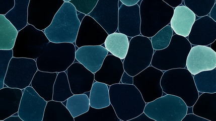 Poster - Minimal art, Minimal art representing cells dividing and creating new life, with blue and light blue colors on a dark background